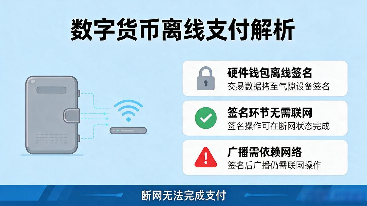 数字货币断网了还能用吗？离线签名、硬件钱包、数字人民币分清楚